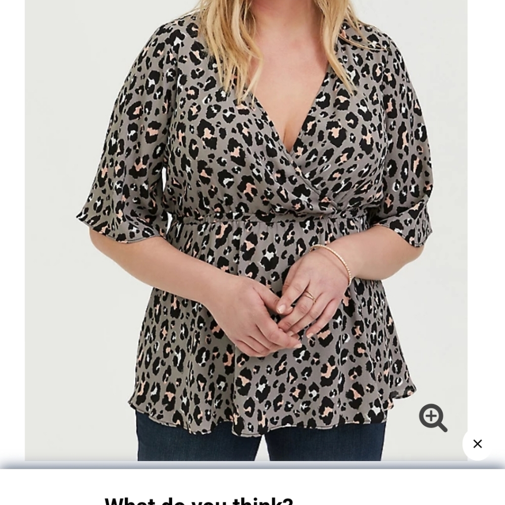 Torrid Grey Leopard Georgette Babydoll Blouse
